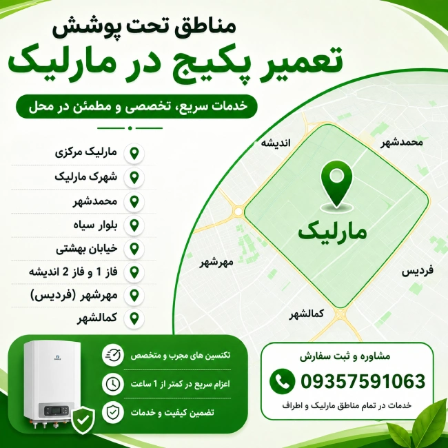 مناطق تحت پوشش تعمیر پکیج در مارلیک